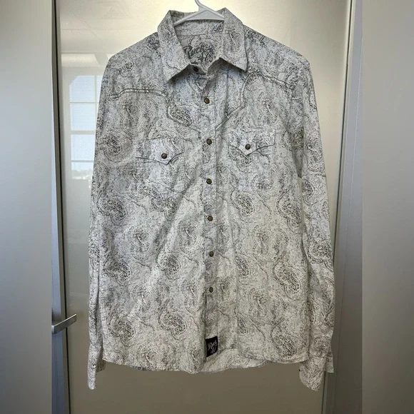 Wrangler Men's Rock 47 Paisley Print Long Sleeve Snap Western Shirt size medium - Picture 1 of 6